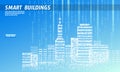 Smart city 3D spotted dots. Intelligent building automation system business concept. Web online computer binary code