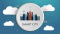 Smart City Design Concept. Network Connections, Colorful Technology Background