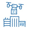 smart city drone delivery doodle icon hand drawn illustration Royalty Free Stock Photo