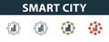 Smart City icon set. Premium symbol in different styles from smart devices icons collection. Creative smart city icon filled, Royalty Free Stock Photo