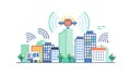 Smart City Infrastructure with Integrated Wireless Network, vector design Generative AI Royalty Free Stock Photo