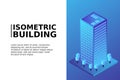 Smart city or intelligent building isometric vector concept. Modern smart city urban planning and development infrastructure build