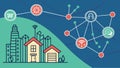 Smart City IoT Network: Connected Homes Urban Technology, vector design Generative AI Royalty Free Stock Photo