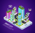 Smart City Isometric Composition Royalty Free Stock Photo