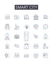 Smart city line icons collection. Productivity, Efficiency, Performance, Output, Optimization, Utilization, Capacity