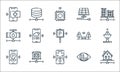 smart city line icons. linear set. quality vector line set such as network, gps, location, vision, postbox, water system, hotspot