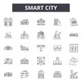 Smart city line icons, signs, vector set, linear concept, outline illustration Royalty Free Stock Photo