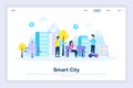 Smart city modern flat design concept. Architecture and people concept. Landing page template.