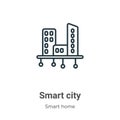 Smart city outline vector icon. Thin line black smart city icon, flat vector simple element illustration from editable smart house Royalty Free Stock Photo