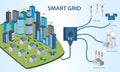 Smart City and Smart Grid concept Royalty Free Stock Photo