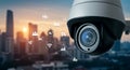 Smart City Surveillance System Modern security technology urban landscape data network safety and advanced monitoring