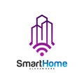 Smart City Tech Logo Vector. City Net Logo Concept Vector. Wifi House Vector Logo