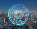 Smart city and technology circles. Graphic design in Bangkok Royalty Free Stock Photo