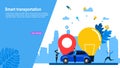 Smart city transportation with Tiny People Character Concept Vector Illustration