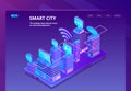 Vector site with 3d isometric smart city