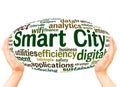 Smart City word cloud hand sphere concept Royalty Free Stock Photo