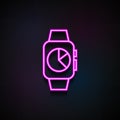 smart clock with a schedule icon. Element of Minimalistic icons for mobile concept and web apps. Neon smart clock with a schedule Royalty Free Stock Photo