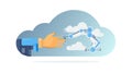 Smart Cloud Automation: Hand and Network Integration, vector design Generative AI Royalty Free Stock Photo