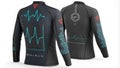 Smart compression shirt showing heart rate and wireless connectivity