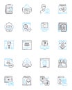 Smart computing linear icons set. Automation, Artificial intelligence, Big data, Cloud computing, Cryptography