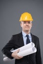 Smart confident architect holding blueprints Royalty Free Stock Photo