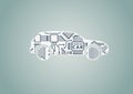 Smart connected car concept as example for digital transformation - illustration of car with CPU processor Royalty Free Stock Photo