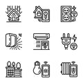 Smart construction icon set, outline style