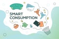 Smart consumption, buying, shopping. Trash basket with things