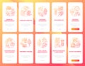 Smart content red onboarding mobile app page screen with concepts set