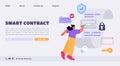 Smart contract banner with woman sign document