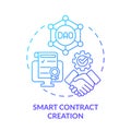 Smart contract creation blue gradient concept icon