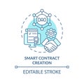 Smart contract creation turquoise concept icon