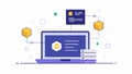 Smart Contract Deployment An admin seen coding on a laptop with an overlay of code snippets and blockchain transaction
