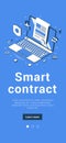 Smart contract laptop electronic document online protect security innovation technology vector