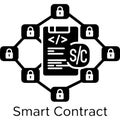 Smart contract technology illustration with code and encrypted network nodes concept Royalty Free Stock Photo