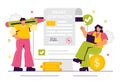 Smart Contract Vector Illustration featuring an Electronic Contract, Digital Document, and Online User Agreement with a Secure
