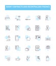 Smart contracts and decentralized finance vector line icons set. Smart, Contracts, Decentralized, Finance, Blockchain