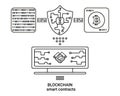 Smart contracts. Internet block chain security and digital validation vector concept. Business chain block, crypto