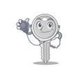 Smart and cool key cartoon character in a Doctor with tools Royalty Free Stock Photo