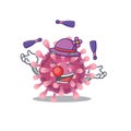 Smart corona virus cartoon character design playing Juggling