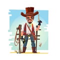 Smart cowboy holding his gun. character design