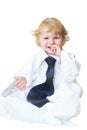 Smart cute baby boy dressed as businessman