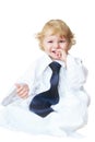 Smart cute baby boy dressed as businessman Royalty Free Stock Photo