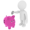 Smart 3D figure saving money Royalty Free Stock Photo