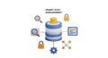 Smart data management concept with secure cloud storage and digital security icons Royalty Free Stock Photo