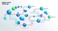 Smart Data Pipeline Flowchart with Abstract Shapes Royalty Free Stock Photo