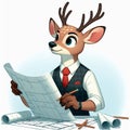 Smart Deer Studying a Floor Plan Royalty Free Stock Photo