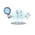 Smart Detective of cloudy rainy mascot design style with tools