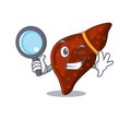 Smart Detective of human cirrhosis liver mascot design style with tools