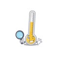 Smart Detective of warm thermometer mascot design style with tools Royalty Free Stock Photo